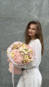 Сборный букет в желто- розовой гамме — 1